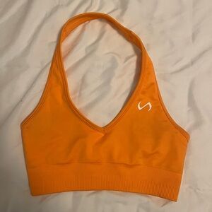 TLF orange halter neck sports bra lifting